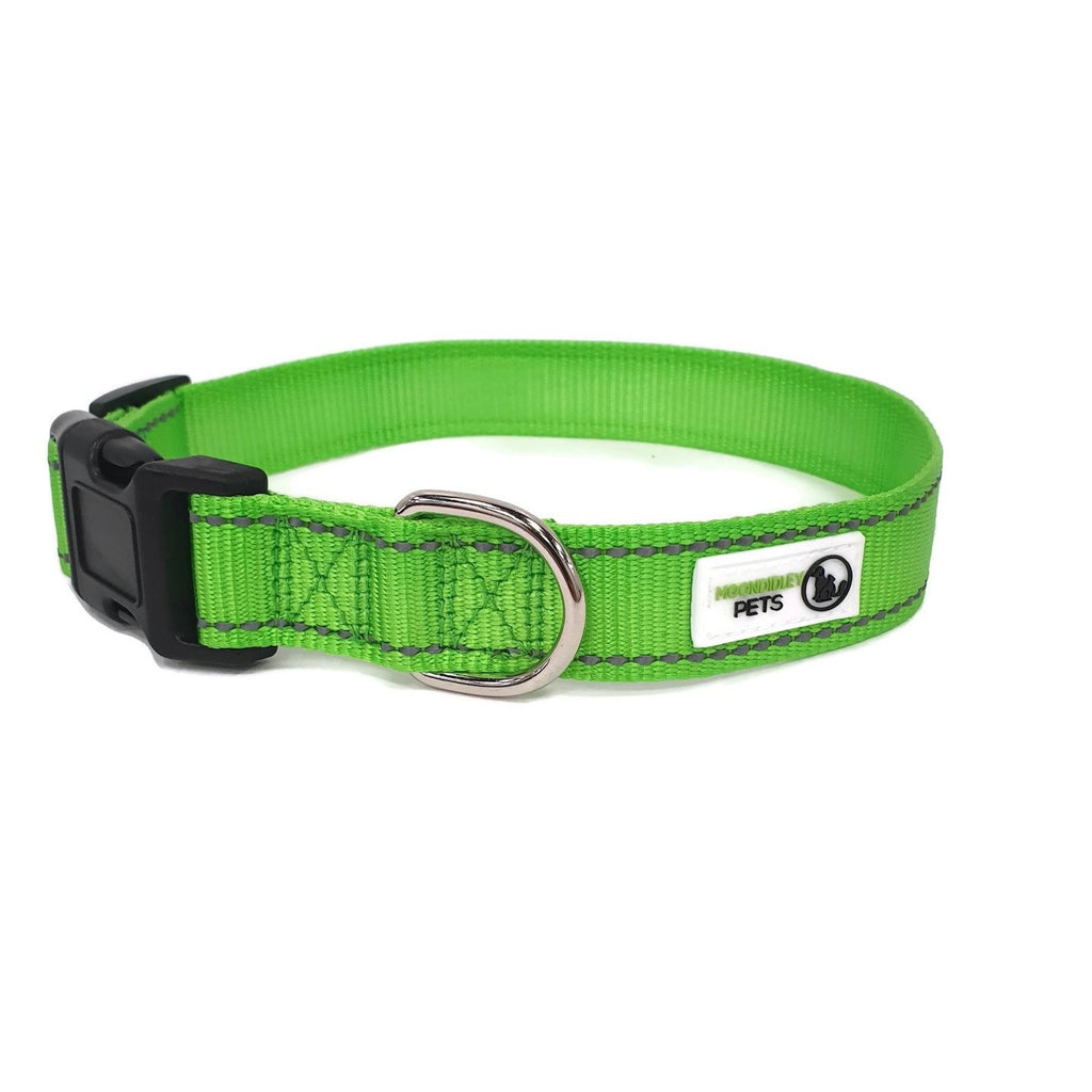 Nylon w/Reflective Stitching Dog Collar X-Large Green