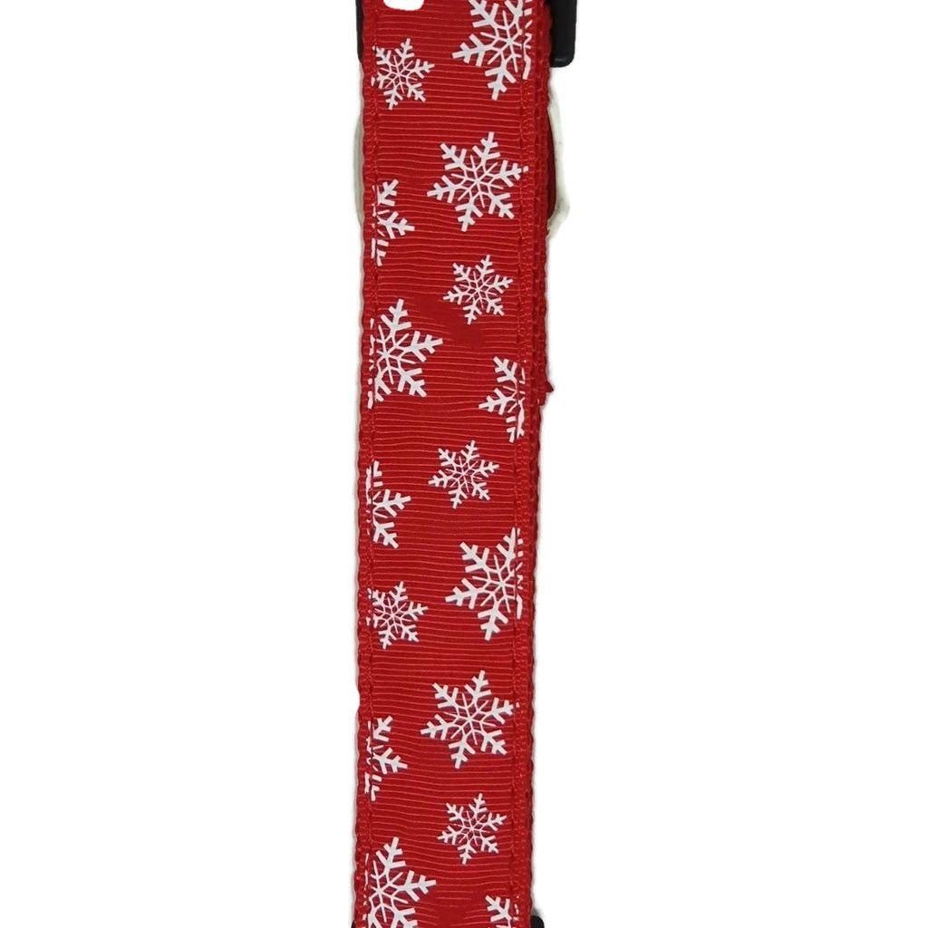 Christmas Dog Collars Adjustable Medium Red Snow Flakes