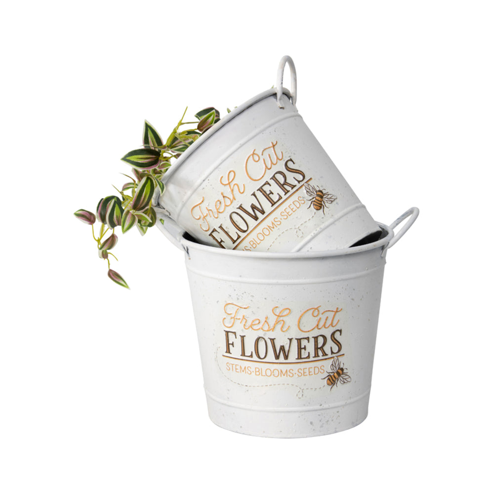 Set 2 Flowers Bucket Planters 32cm