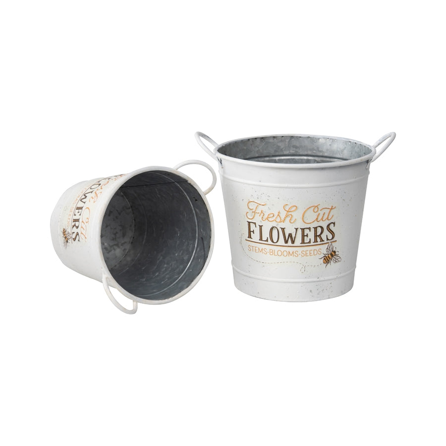 Set 2 Flowers Bucket Planters 32cm