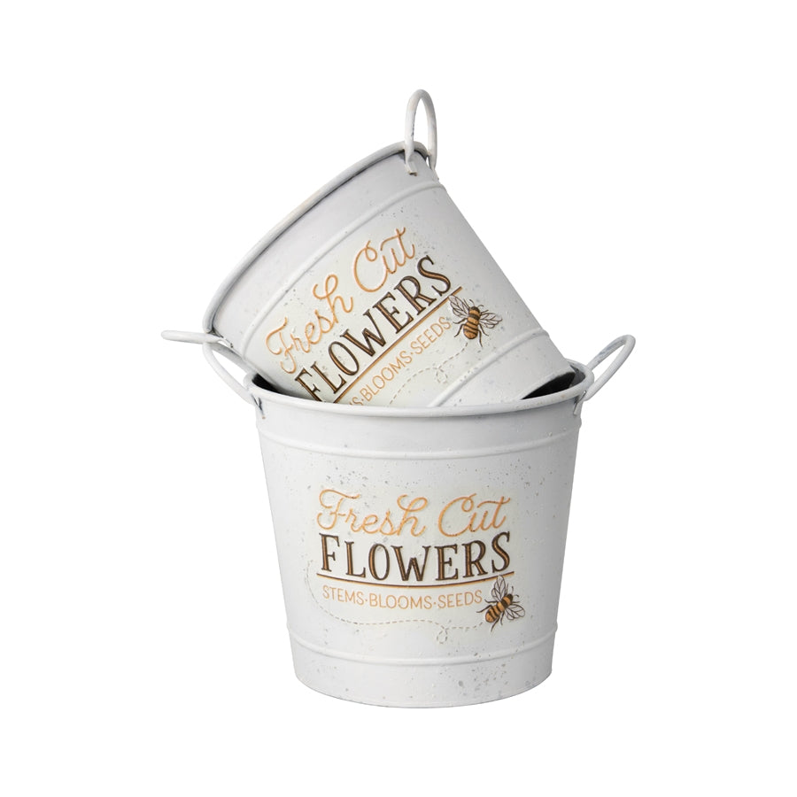 Set 2 Flowers Bucket Planters 32cm