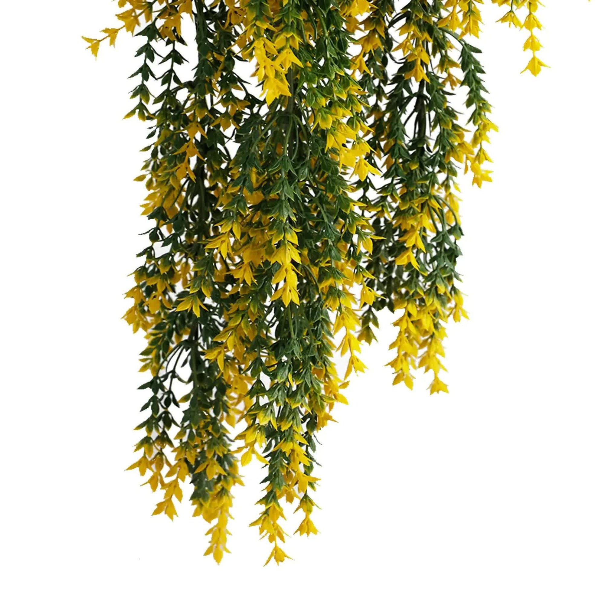 Artificial Hanging Yellow and Green Willow Leaf Garland Bush UV Resistant and Fire Rated 20cm x 76cm