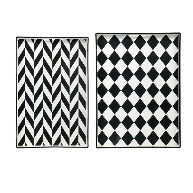 Set 2 Patterned Rectangular Trays 48cm