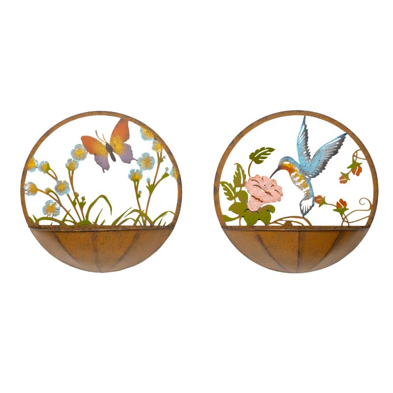 Set 2 Asst Dragonfly + Butterfly Wall Planters 39cm