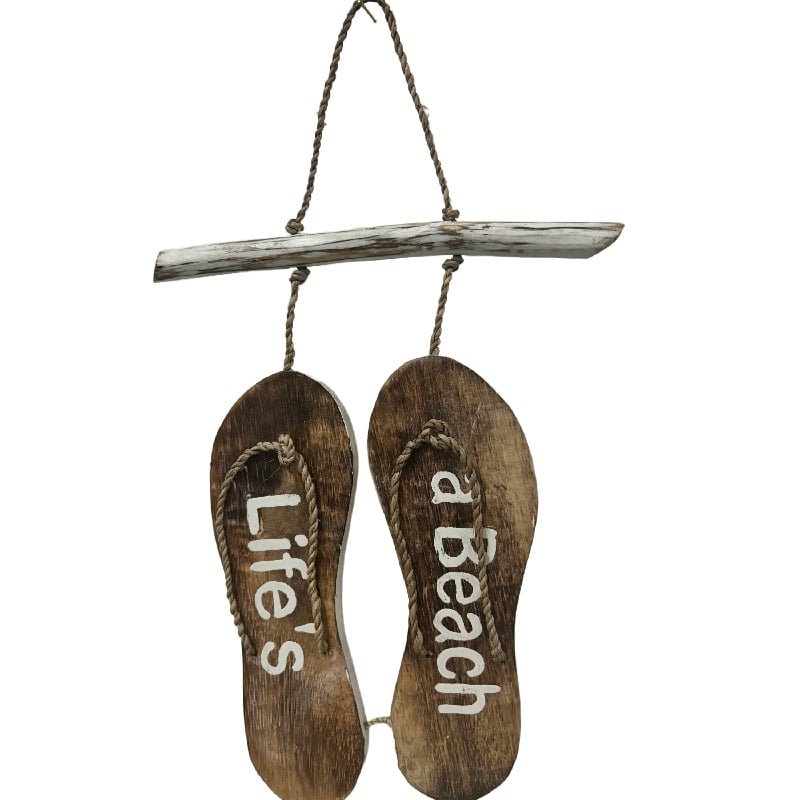Handcrafted Life&#39;S Beach Thongs Wall Art 24cm