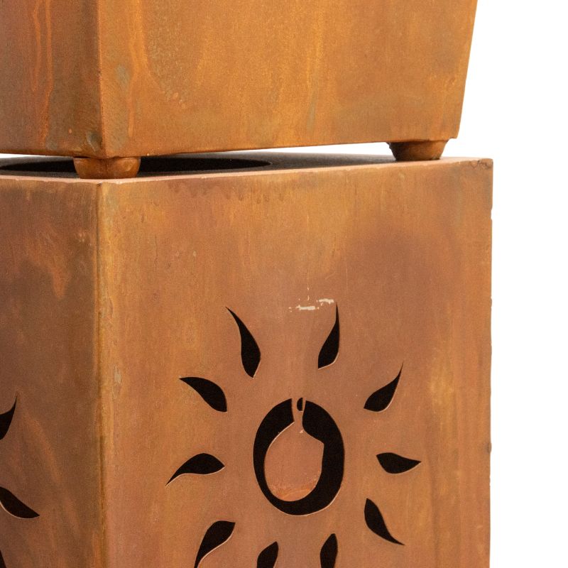 Set 2 Nested Square Pilla Rust 'Sunsihine' Planters 93cm, 86cm