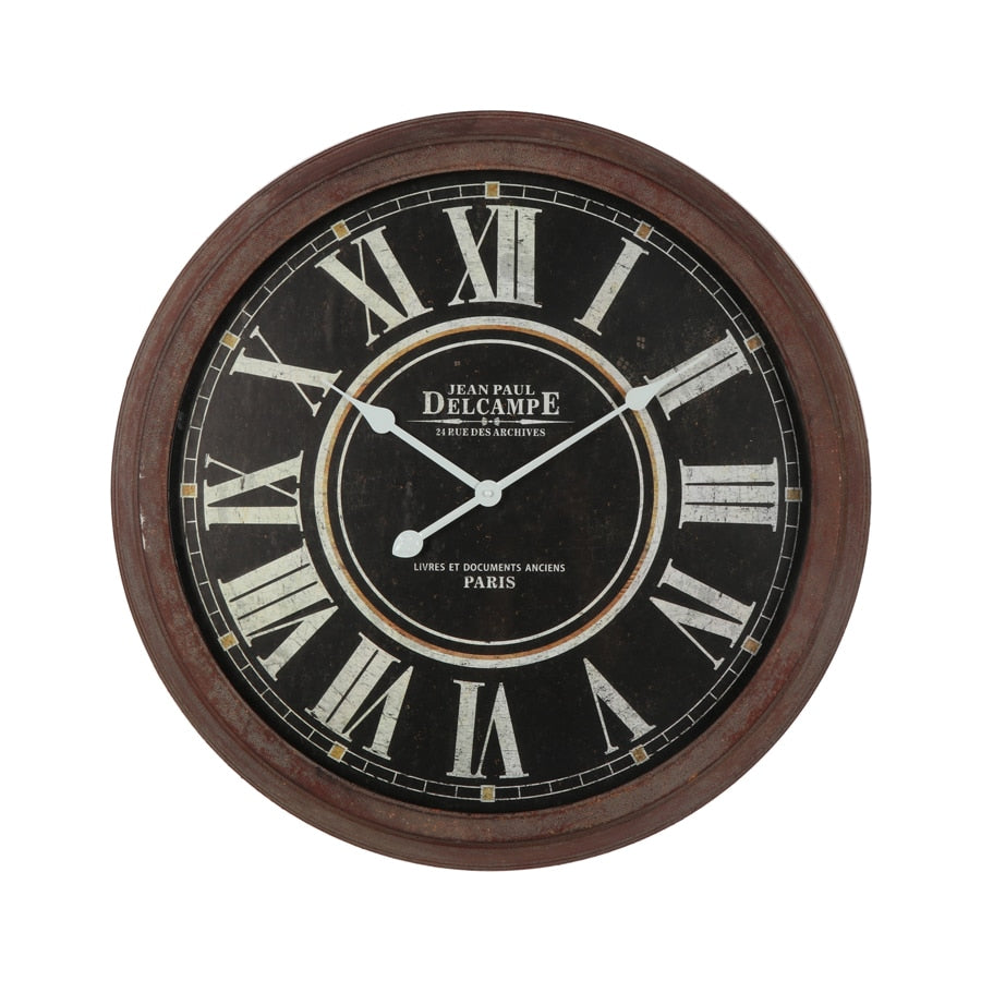 Vintage-Style &#39;Delcampe&#39; Glass-Front Wall Clock 70cm