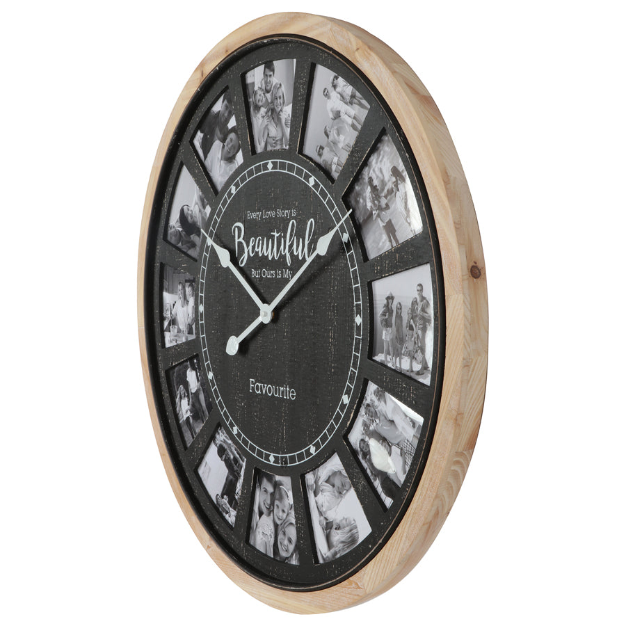 Distressed Photo Gallery Collage Wall Clock 70cm