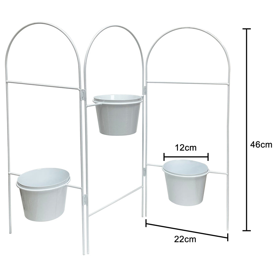 Three Tier White Planter Stand w/ Pots 68x55cm