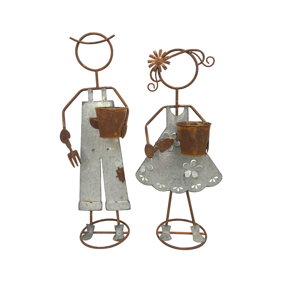 Set 2 Asst Farm Kid Planters 29x82cm