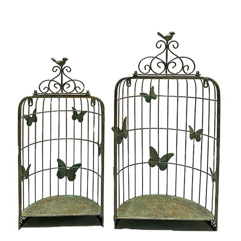 Set 2 Nested 'Butterfly Cages' Wall Planters 71cm, 62cm
