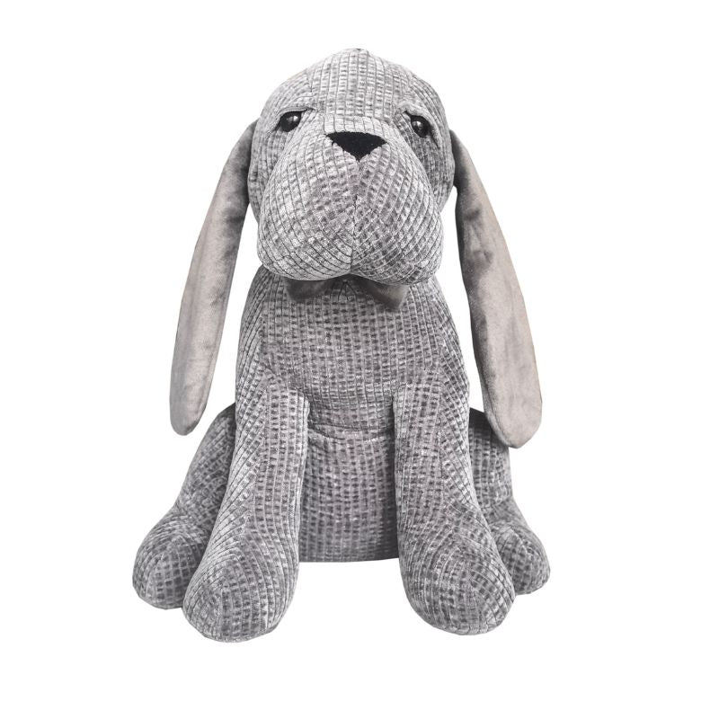 Grey Fabric Long-Eared Dog Door Stopper 27cm