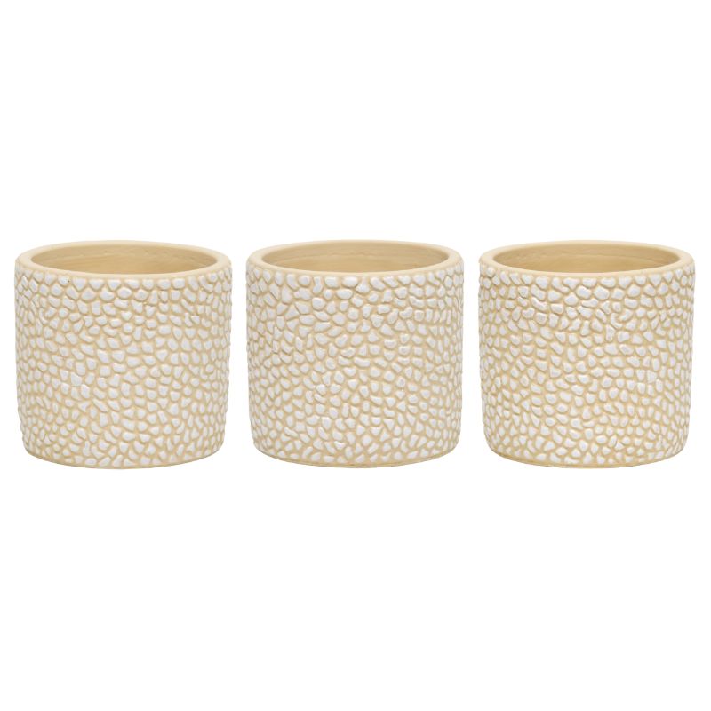 Set 3 Moulded Abstract Planters w Hole + Plug 14cm