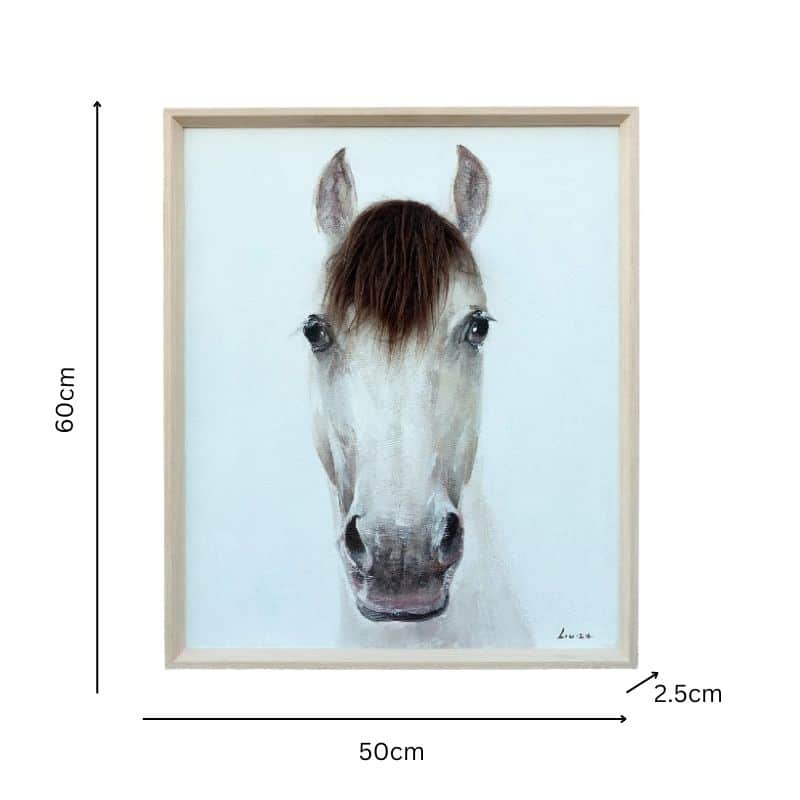 Horse Mugshot w Artificial Hair Framed Canvas Wall Art 60cm