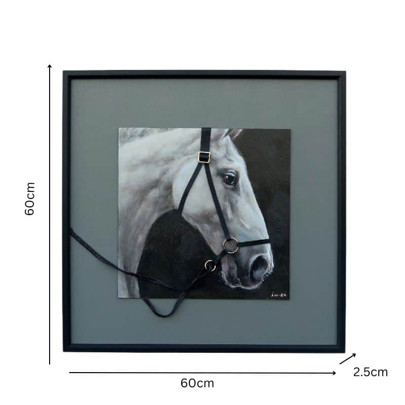 Horse w 3D Bridle Framed Canvas Wall Art 60cm