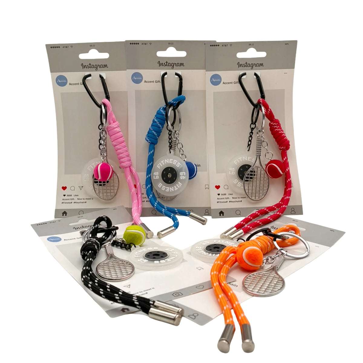 Bulk 24 set3 Tennis &amp; Fitness Keychain 5 Asst
