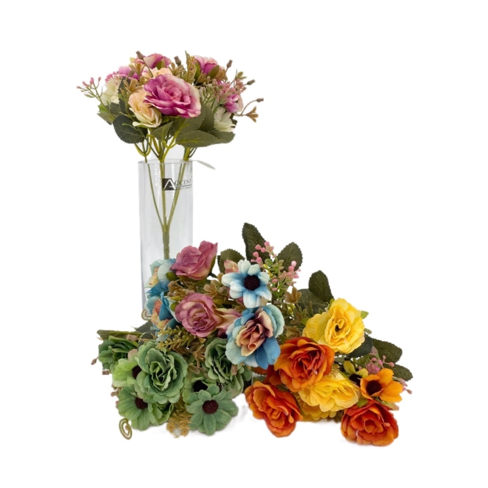 bulk 36 Artificial Rose &amp; Daisy 8 Heads Assorted 28cm
