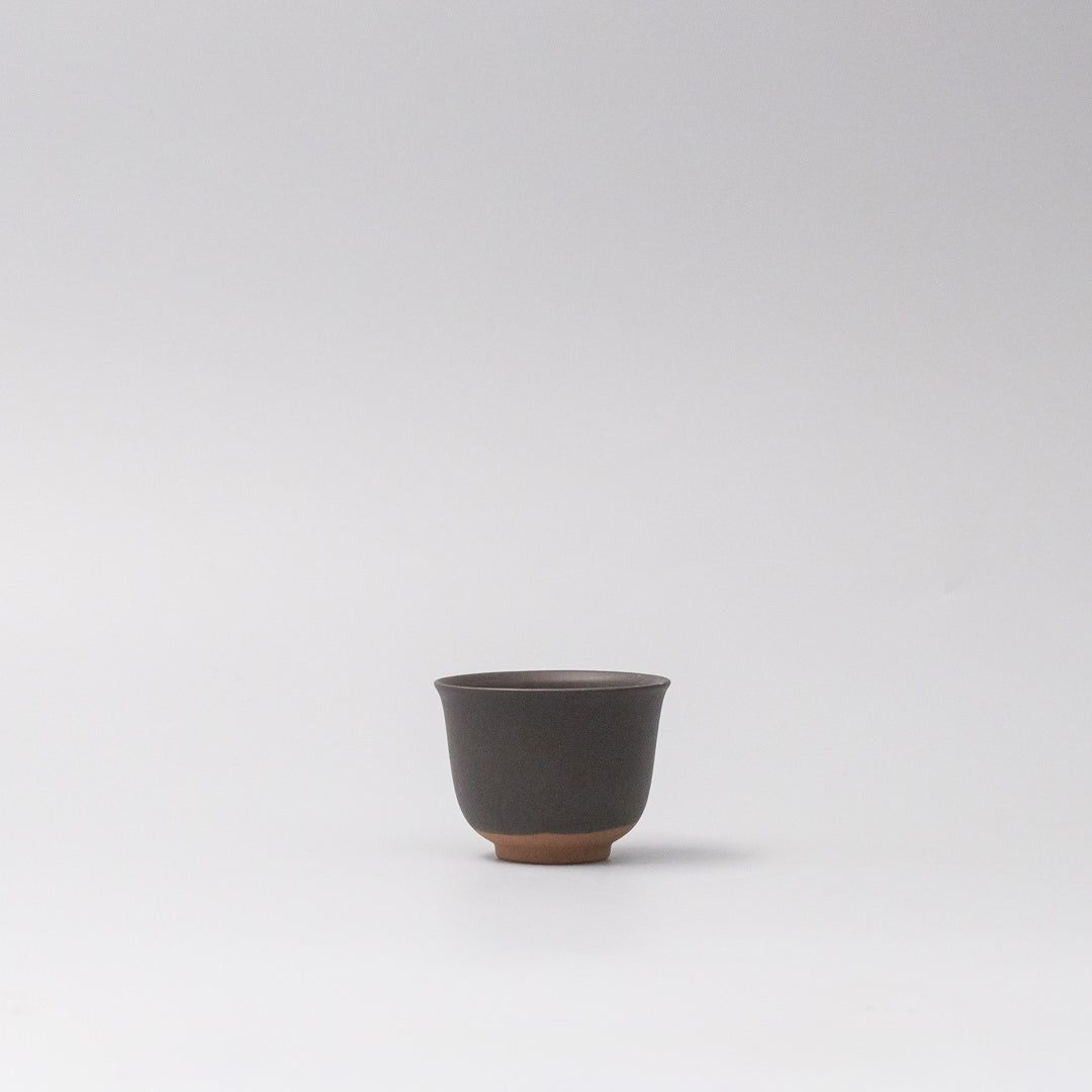 Sake and Tea Cup 6cm Black Matte Flared Glaze