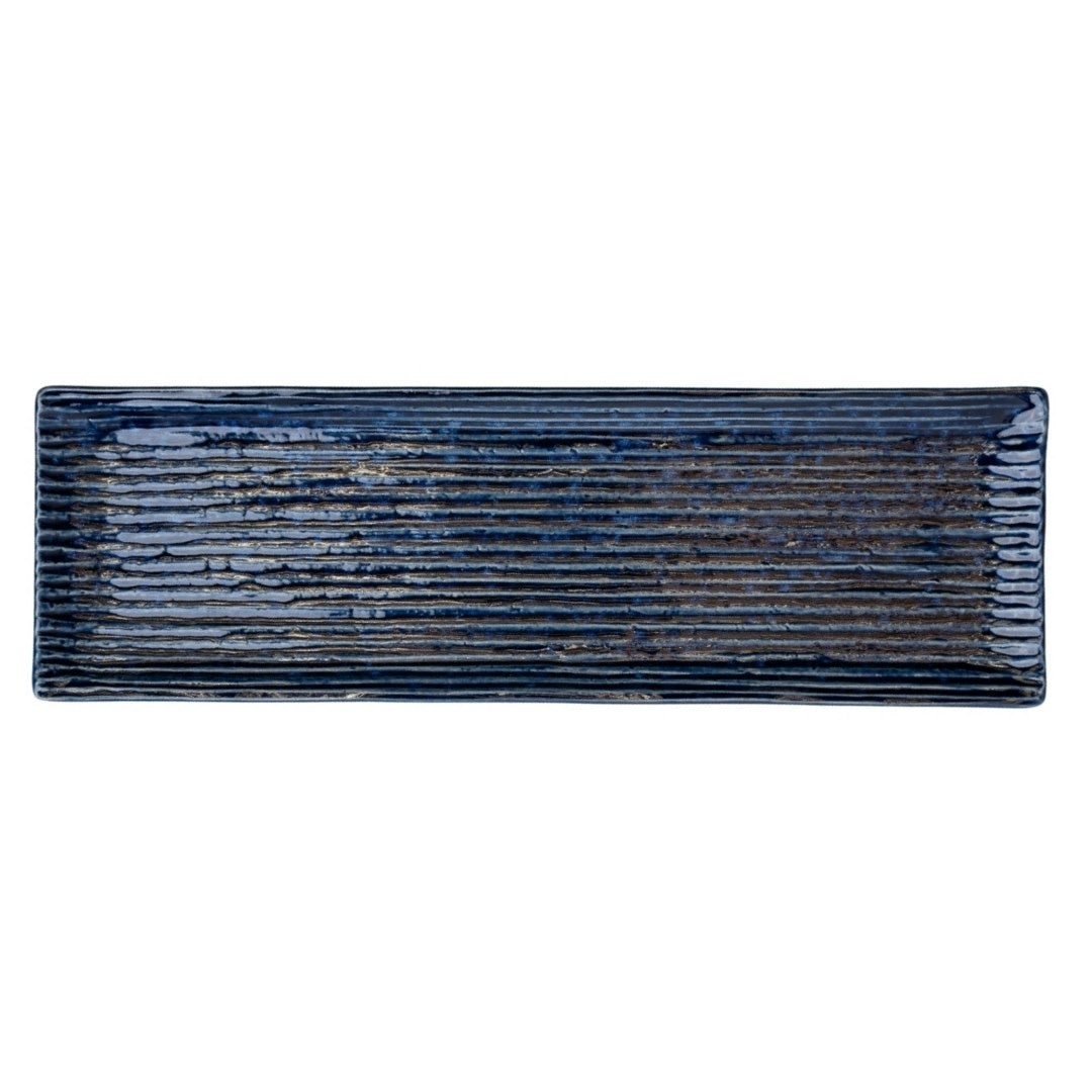 Sashimi Plate 33.2cm Blue Contour Glaze