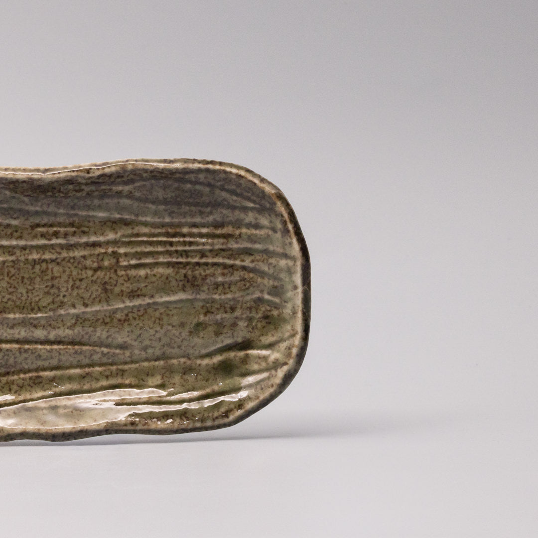 Plate Sashimi Organic Shape 13cm Sage Glaze