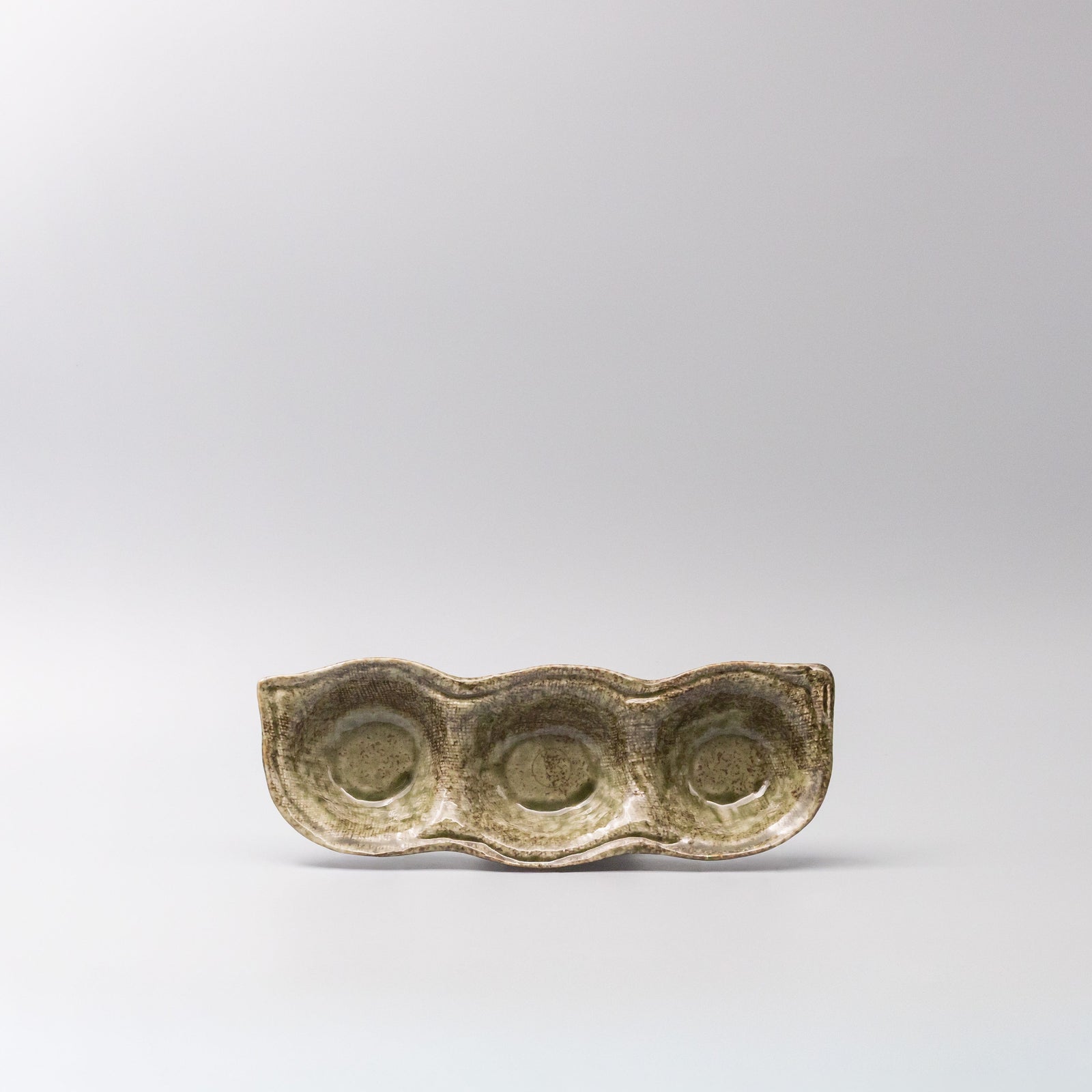Edamame Triple Pod Dish Green Glaze