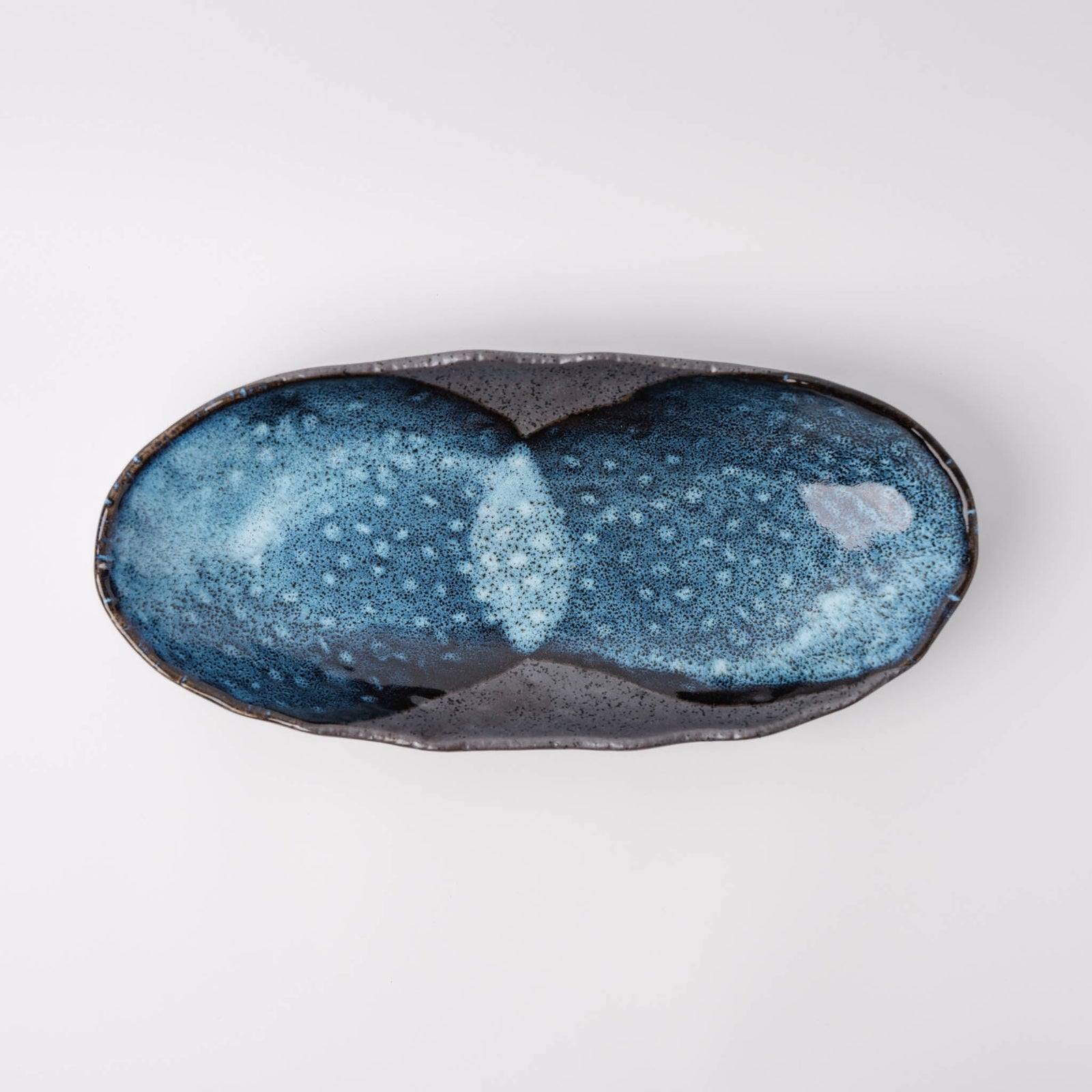Organic Platter Oval 32cm Storm Glaze