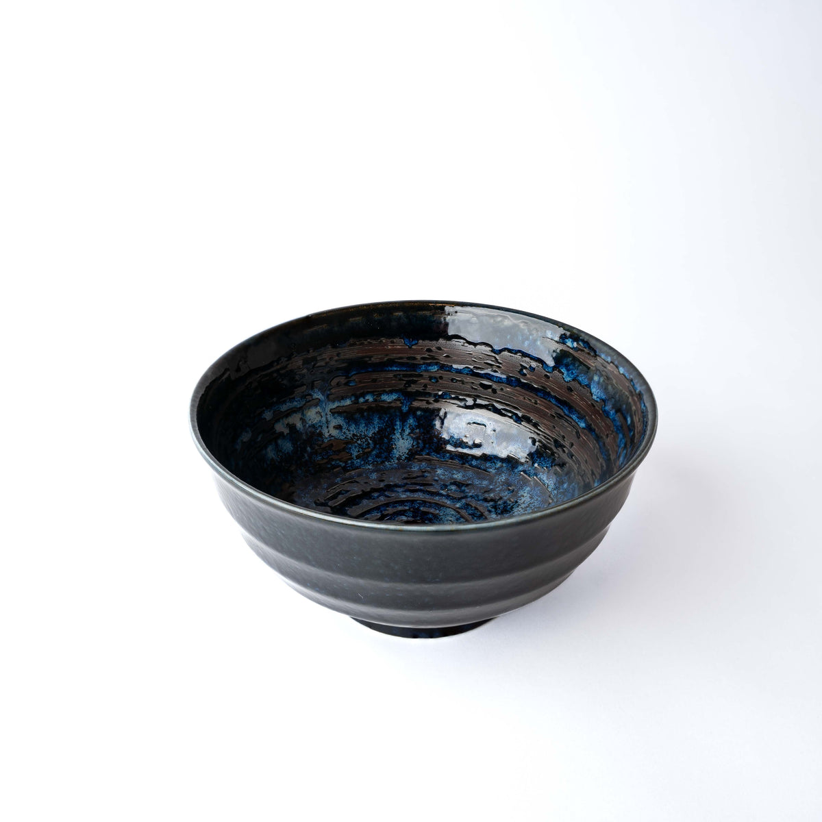 Udon Bowl Fluted 17cm Copper Swirl Glaze