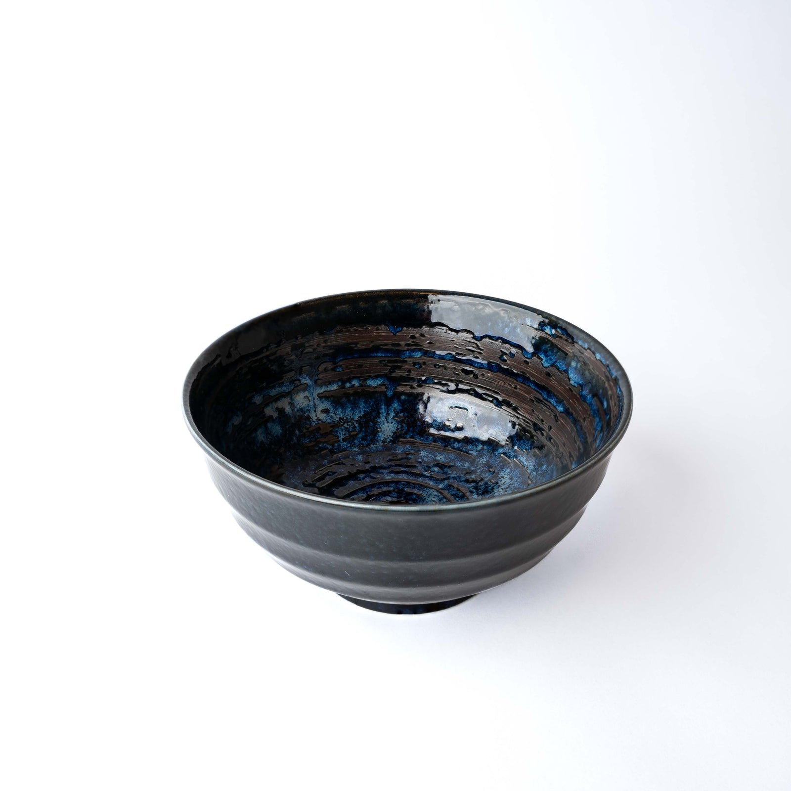 Udon Bowl Fluted 17cm Copper Swirl Glaze