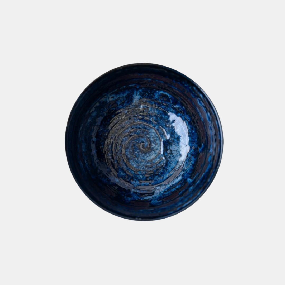Udon Bowl Fluted 17cm Copper Swirl Glaze