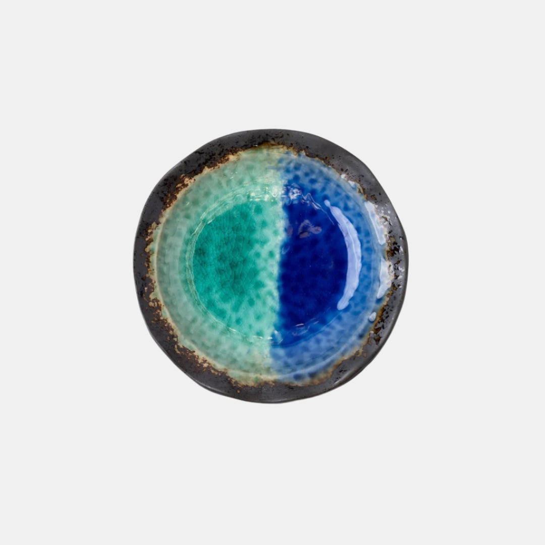 Organic Shallow Bowl 17cm Cobalt Splice Glaze