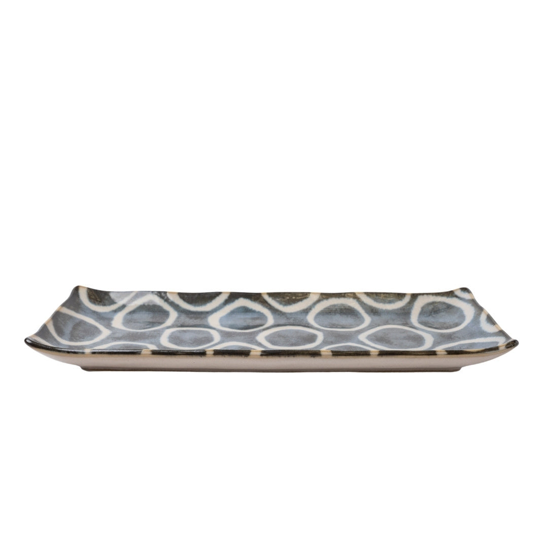 Sashimi Plate 27cm Brush Blue Ring Glaze