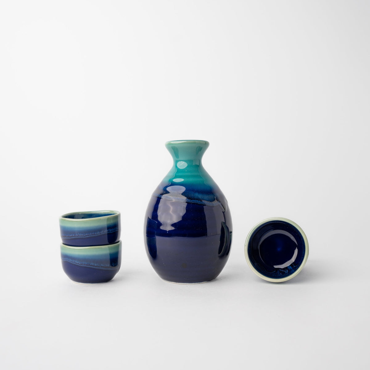 Sake Set for Four 330ml Cobalt Teal Glaze