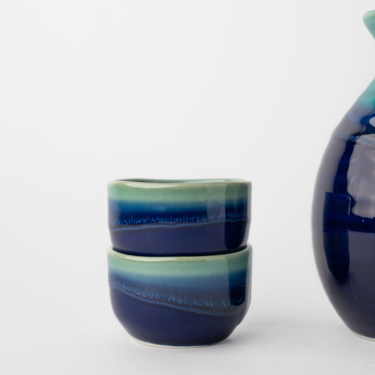 Sake Set for Four 330ml Cobalt Teal Glaze