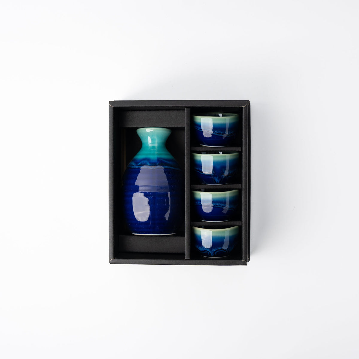 Sake Set for Four 330ml Cobalt Teal Glaze