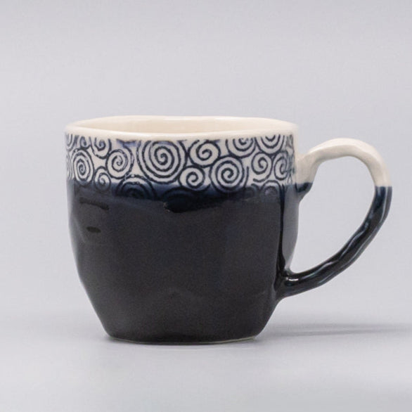 Mug in a Gift Box 260ml Navy Spiral Band Glaze