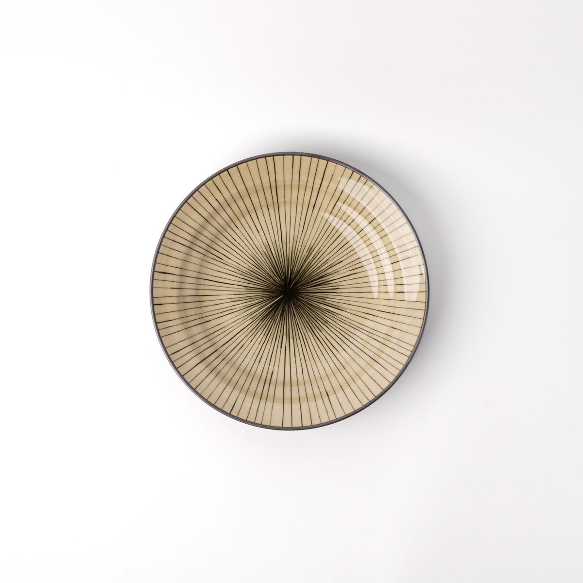 Bowl Shallow Flat Based 20cm Green Converging Line Glaze