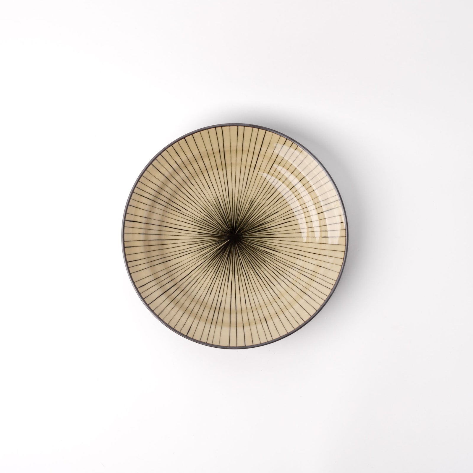 Bowl Shallow Flat Based 20cm Green Converging Line Glaze