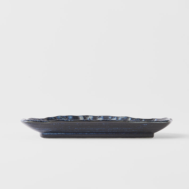 Plate D Shaped 21cm Indigo Blue Design