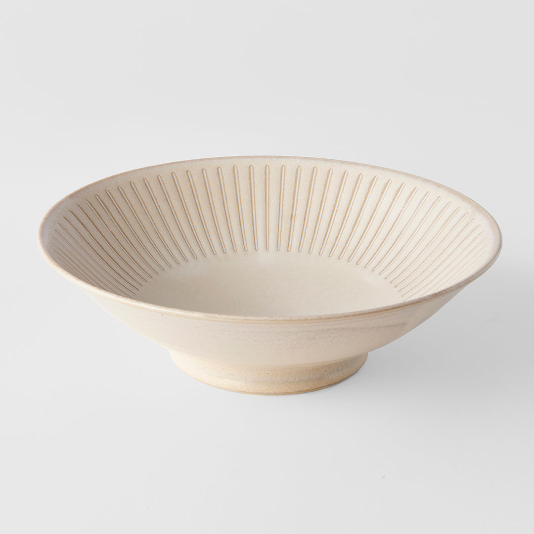 Ramen Bowl 25cm Ridged Alabaster Glaze