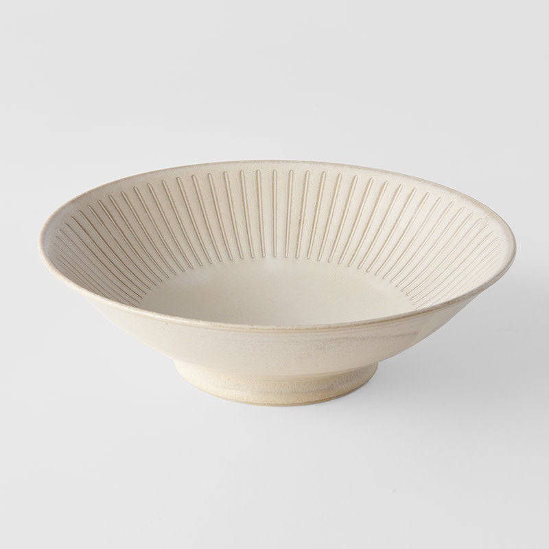 Ramen Bowl 25cm Ridged Alabaster Glaze