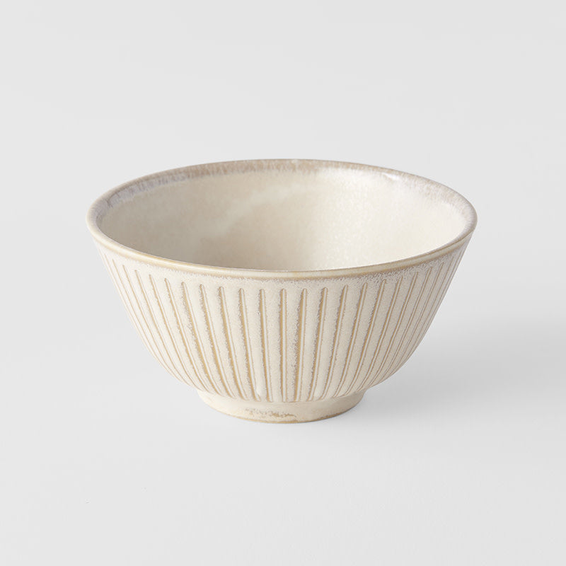Rice Bowl 12cm Ridged Alabaster Glaze