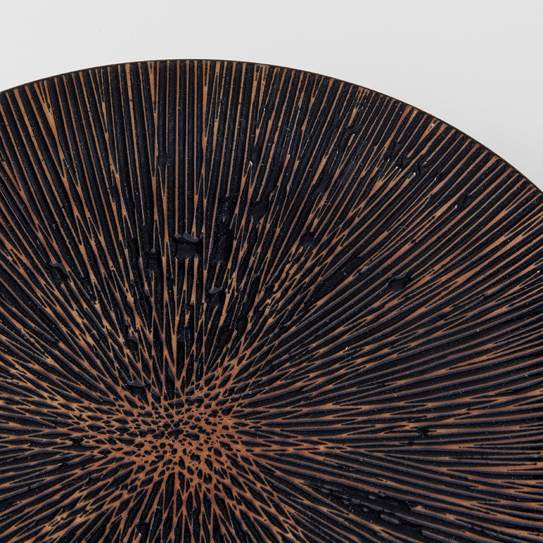 Plate 28cm Bronze Converging Line Glaze