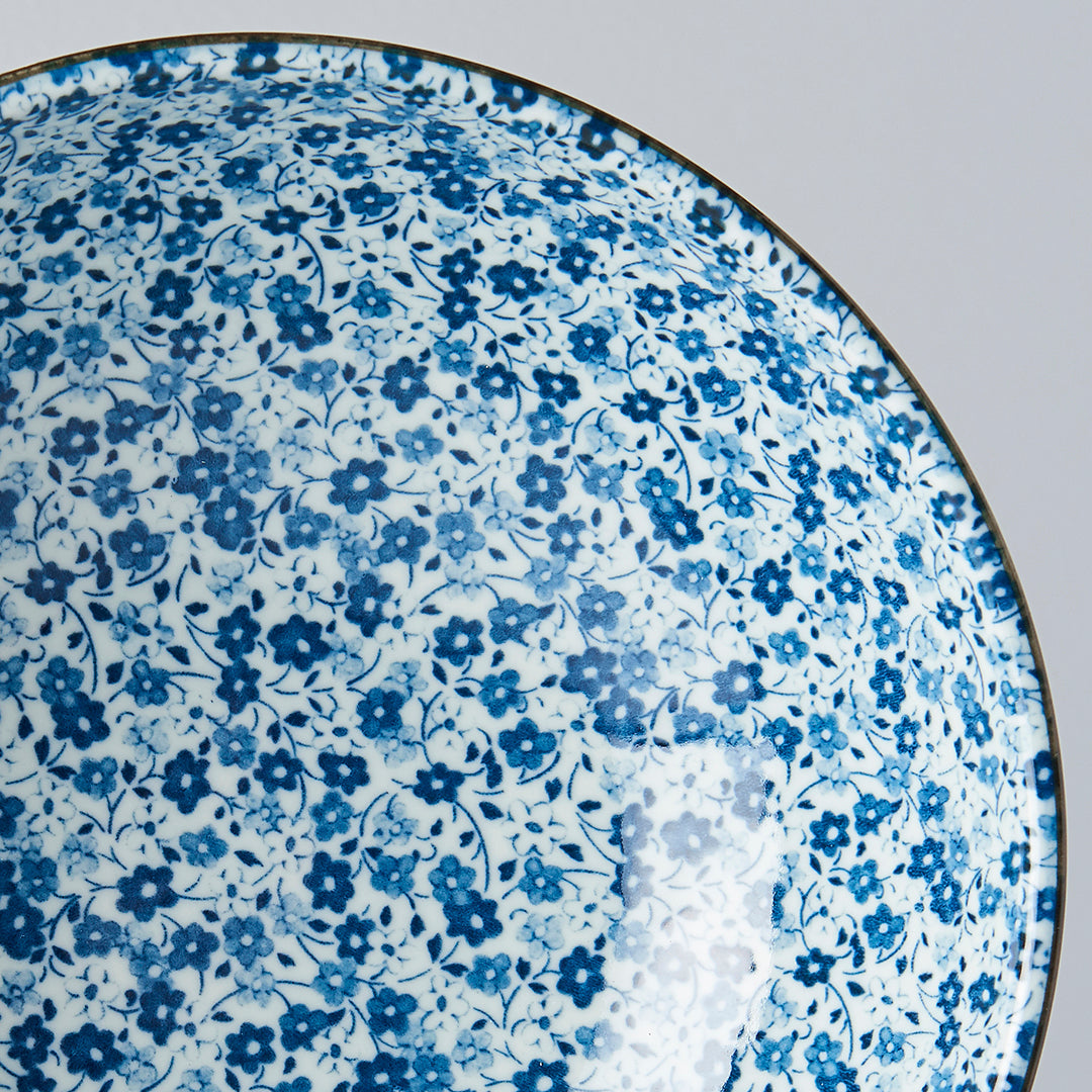 Ramen Bowl 21.5cm Blue Daisy Glaze