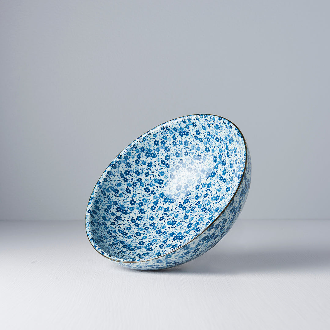 Ramen Bowl 21.5cm Blue Daisy Glaze