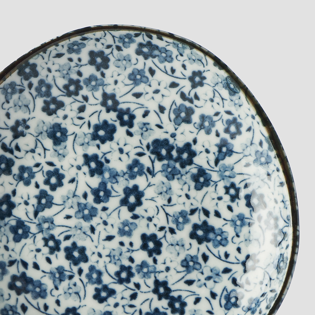 Saucer Organic Shape 12cm Blue Daisy Glaze
