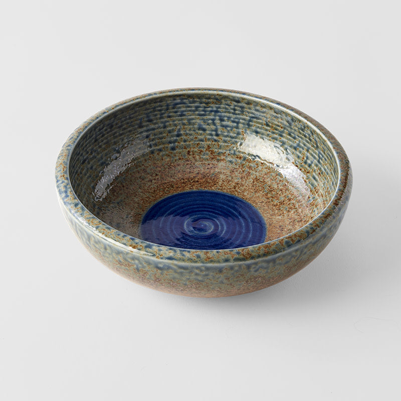 Bowl Thick Edge 24cm Earth &amp; Sky Glaze w/ Blue pool