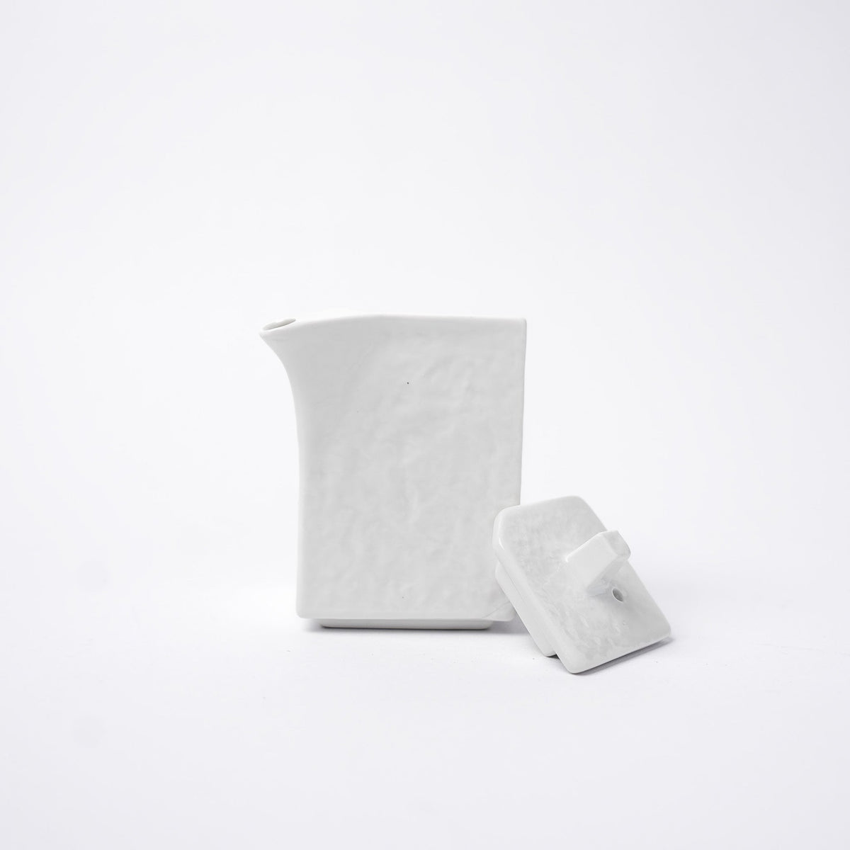 Soy Pot Squared 150ml Textured White Glaze