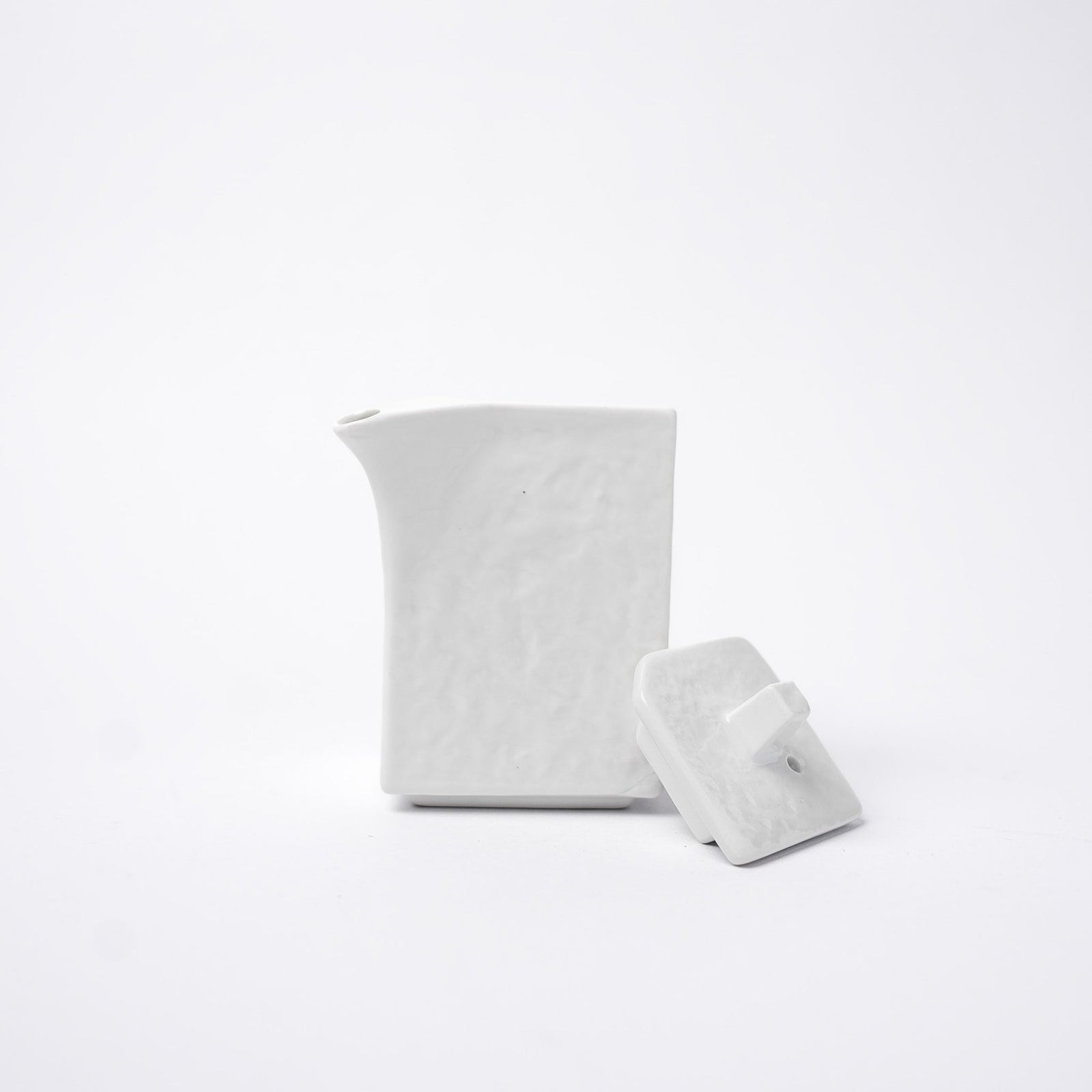 Soy Pot Squared 150ml Textured White Glaze
