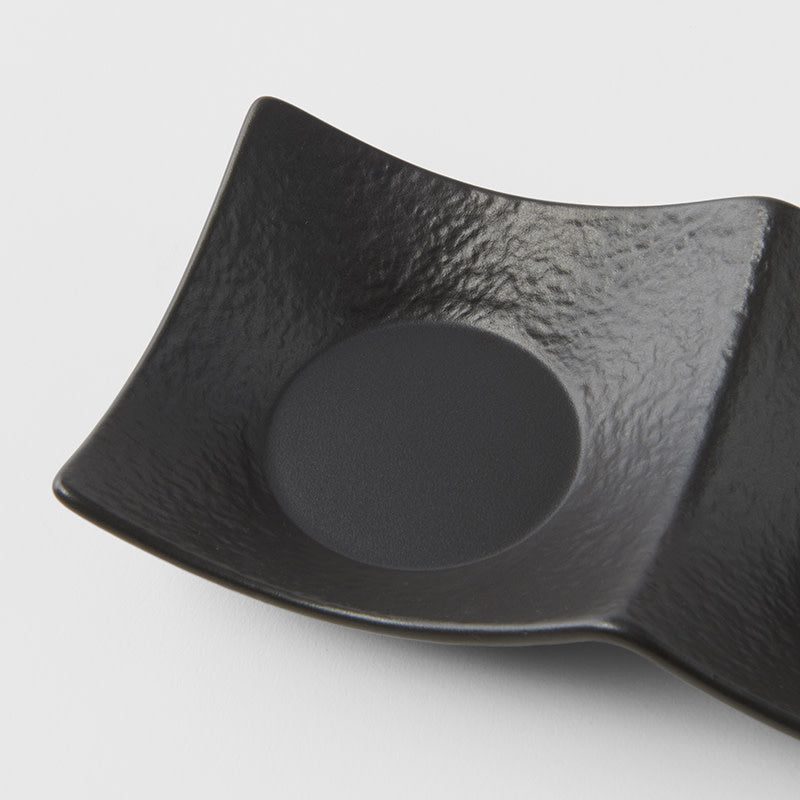 Two Section Sauce Dish Matt Black Glaze