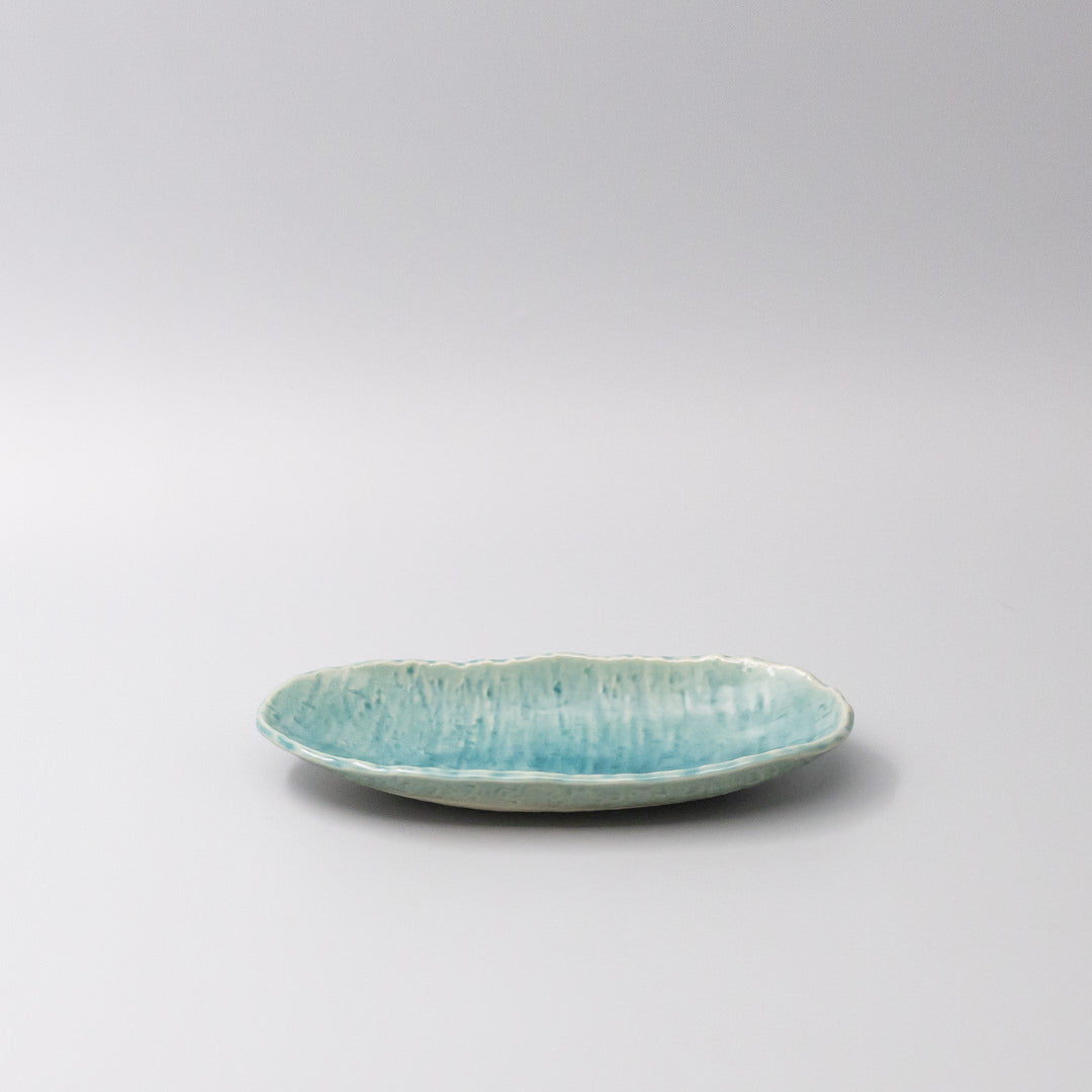 Sushi Plate 21cm Crackle Turquoise Glaze